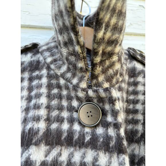 Laundry by Shelli Segal Trench Coat Sz 4 Houndstooth Check Tweed Preppy Business - Picture 7 of 7